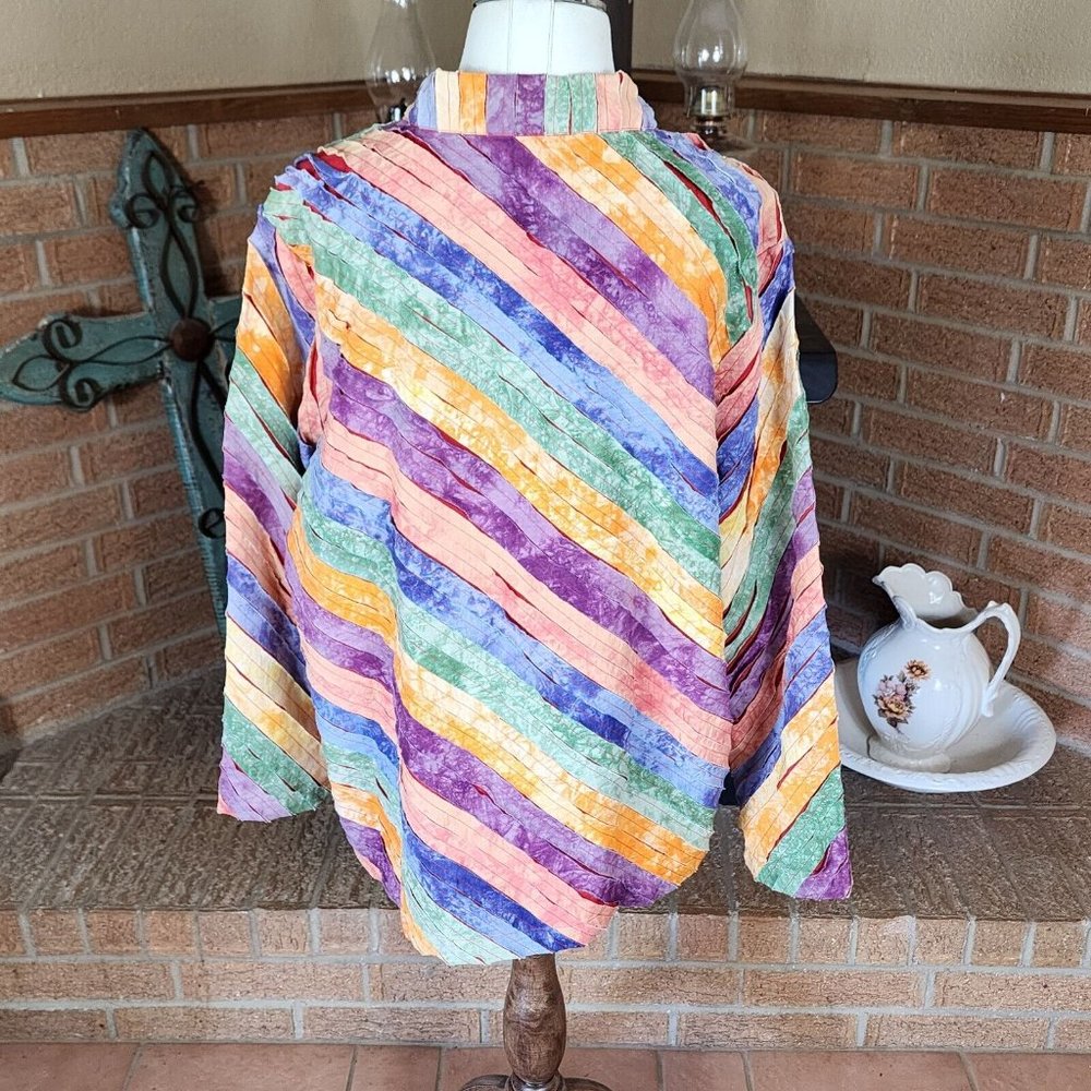 Vintage Julia Kim Shirt Jacket Wearable Art Fabric Strips Size XL - Picture 3 of 6